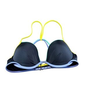 Victorias Secret 34 C‎  Fabulous Bikini Top Black Purple Padded